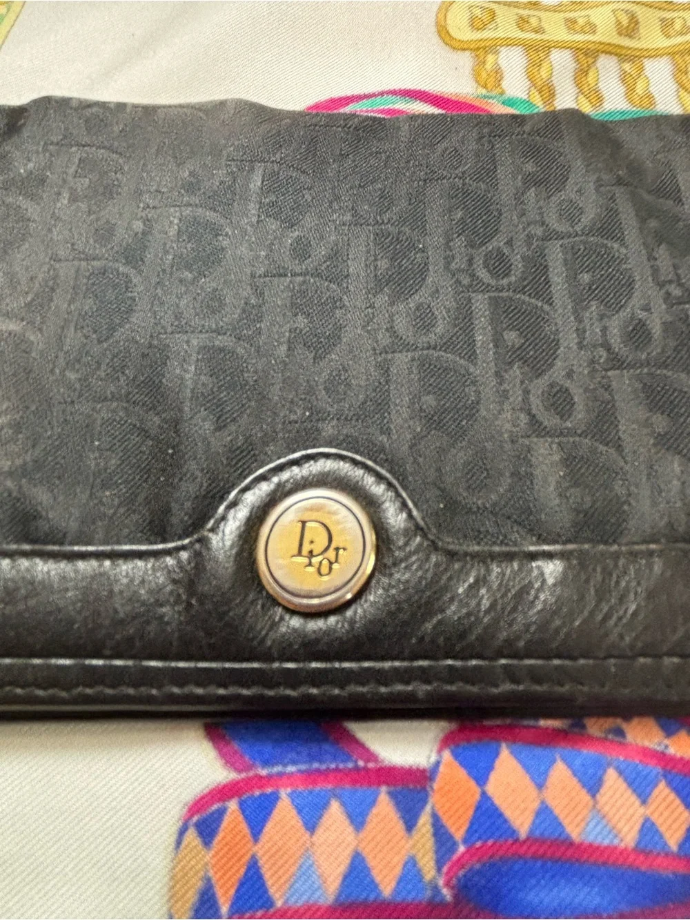 Authentic Vintage Christian Dior Trotter Canvas Clutch – Black/Gold WOC Ready